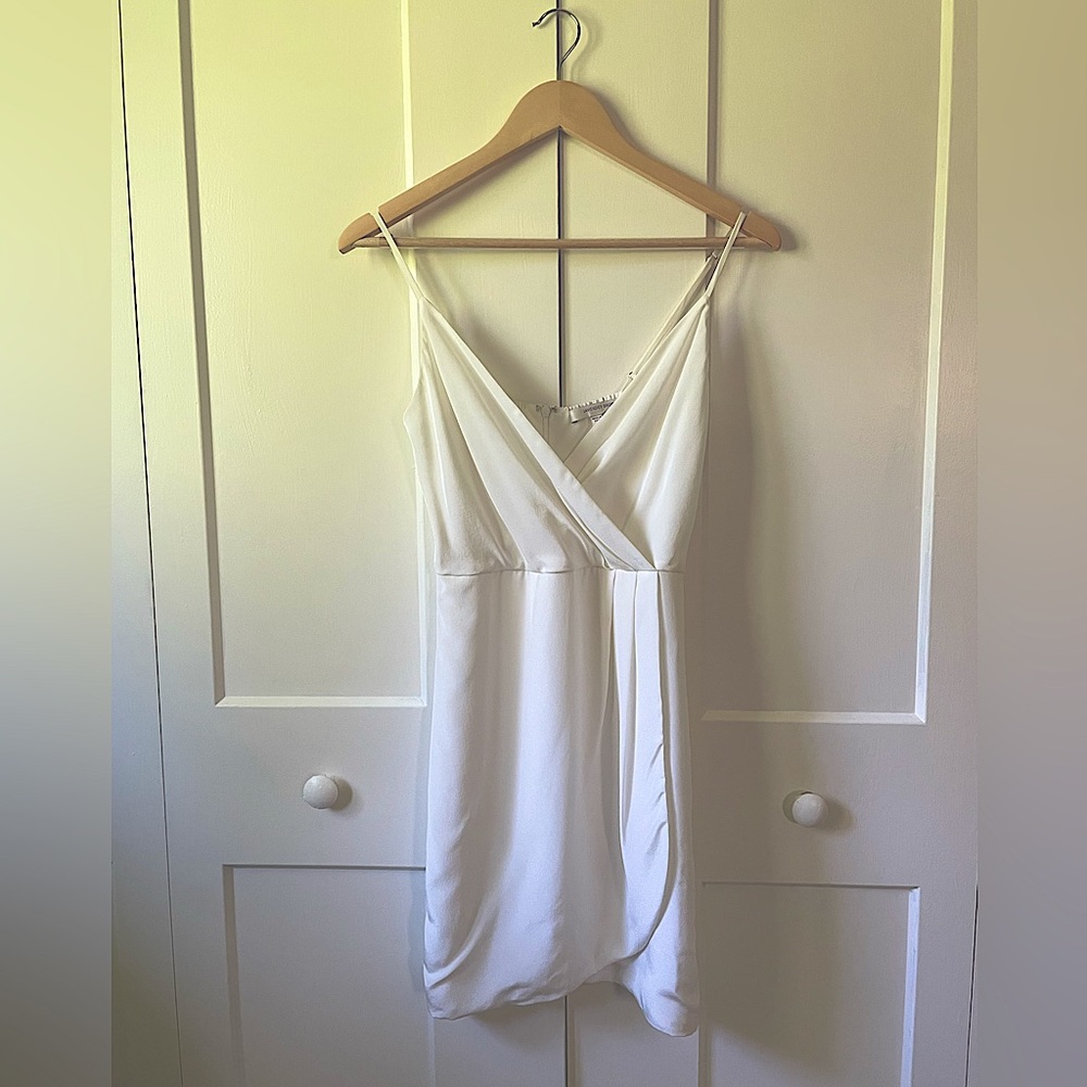 Lavender Brown Silk Wrap Dress - White, XS